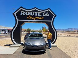 photo of David Lehrer and his wife Barbara Pinsker on Route 66